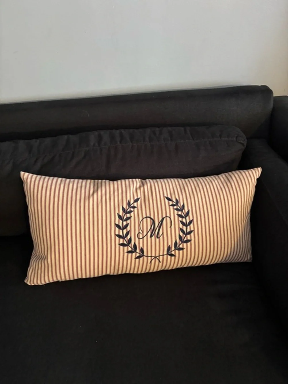 Striped Monogram Lumbar Pillow